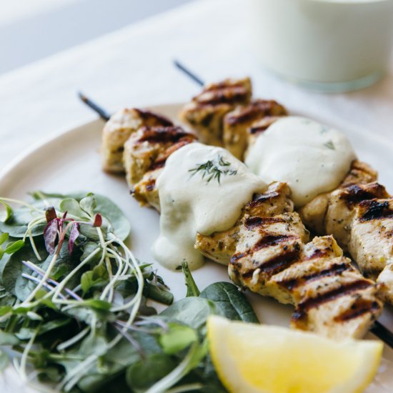 Chicken Souvlaki with Tzatziki