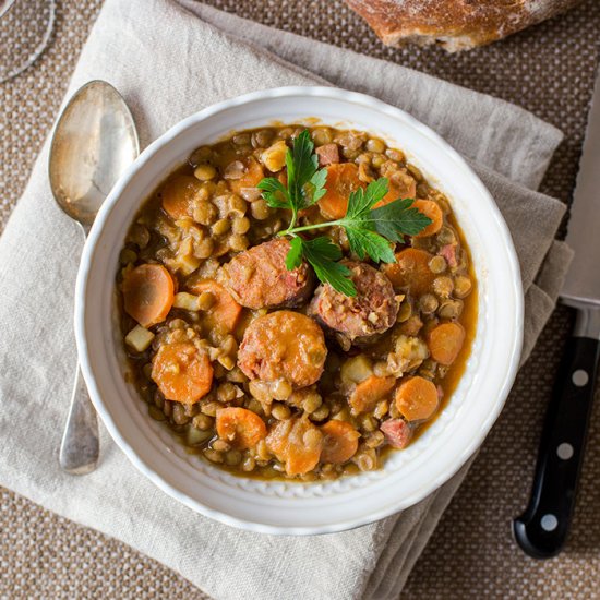 Spanish lentils with chorizo