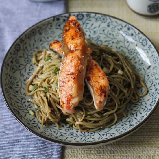 Spicy Honey Salmon & Sesame Soba