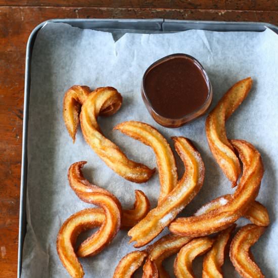 Cornmeal Churros with Chocolate Dip