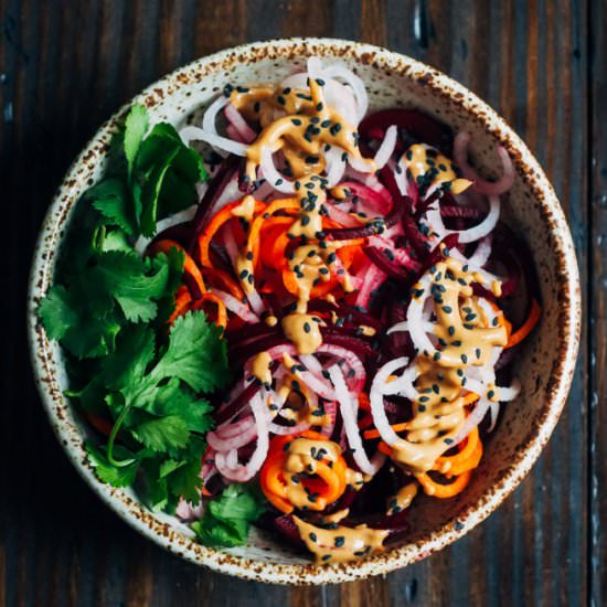 Spicy Root Vegetable Noodle Bowl