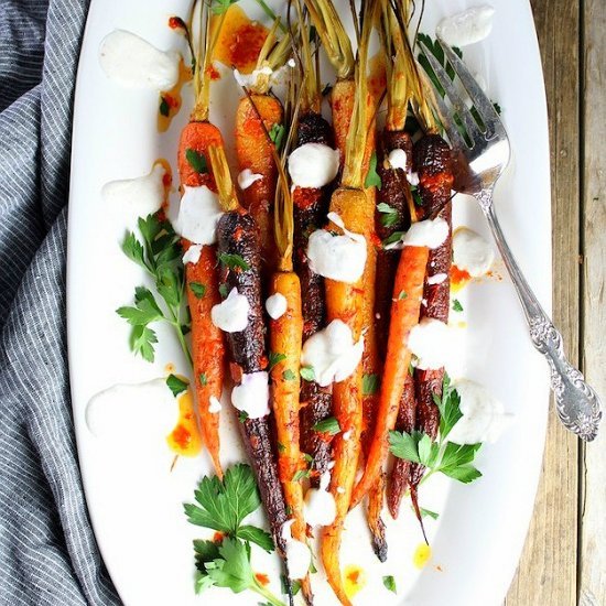 Honey Harissa Rainbow Carrots