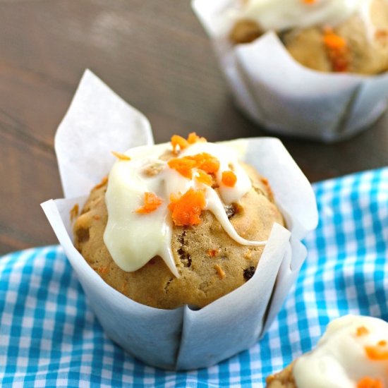 Carrot Cake Muffins w/ Ginger Glaze