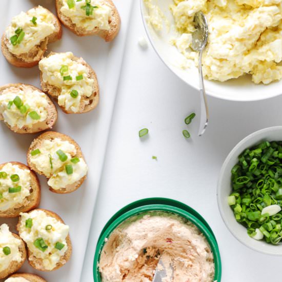 Deviled Egg Crostini