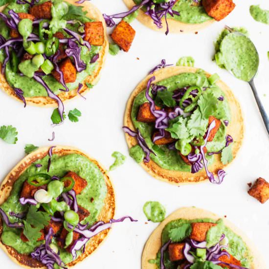 Tandoori Sweet Potato Socca Pizzas