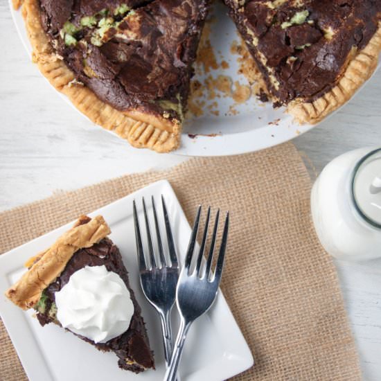 Mint Cheesecake Brownie Pie