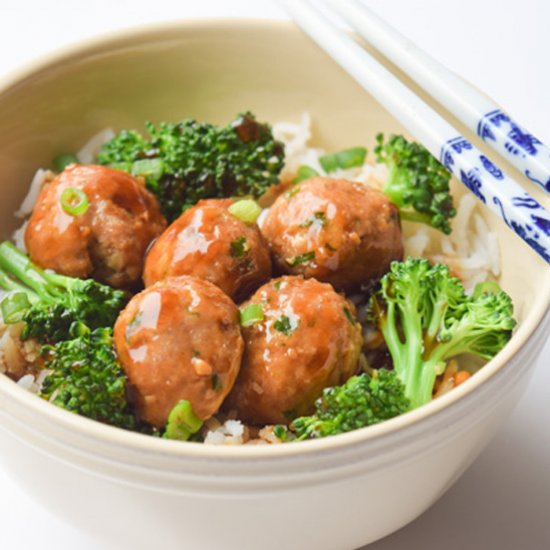 Teriyaki Meatball Broccoli Bowls