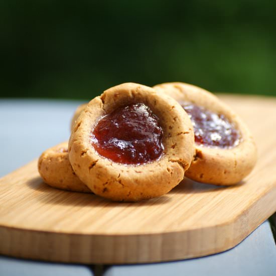 Healthy PB&J Thumbprint Cookies