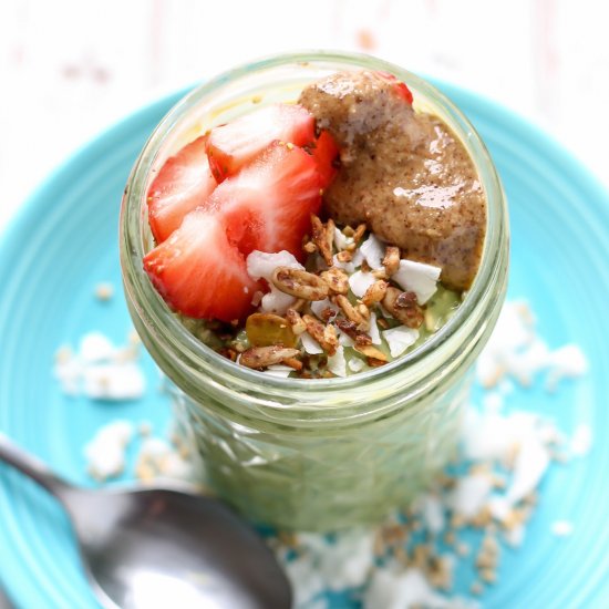 Matcha Overnight Oats with Protein