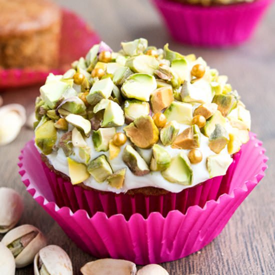 Pistachio Carrot Cupcakes