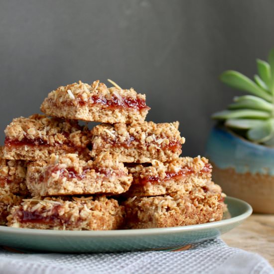 Vegan Strawberry Jam Oatmeal Bars