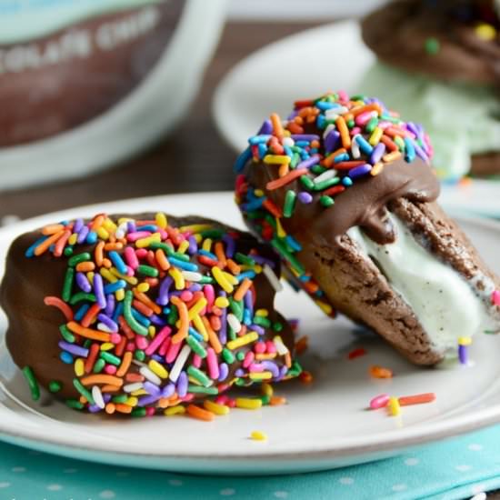 Dipped Mint Chip Ice Cream Sandwich