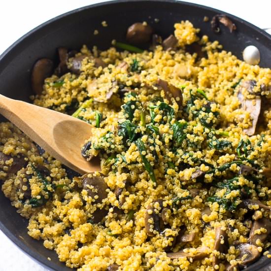 Coconut Spinach and Mushroom Quinoa