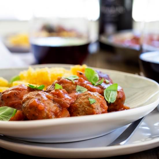 Italian Meatballs & Cheesy Polenta