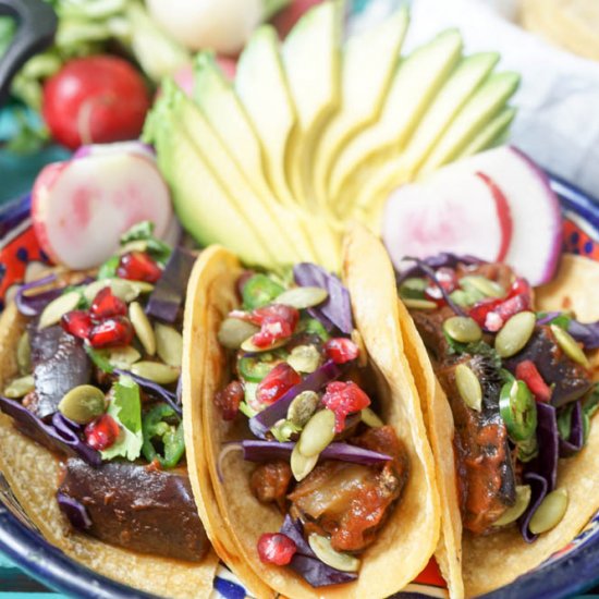 Skillet Vegan Eggplant “Rib” Tacos