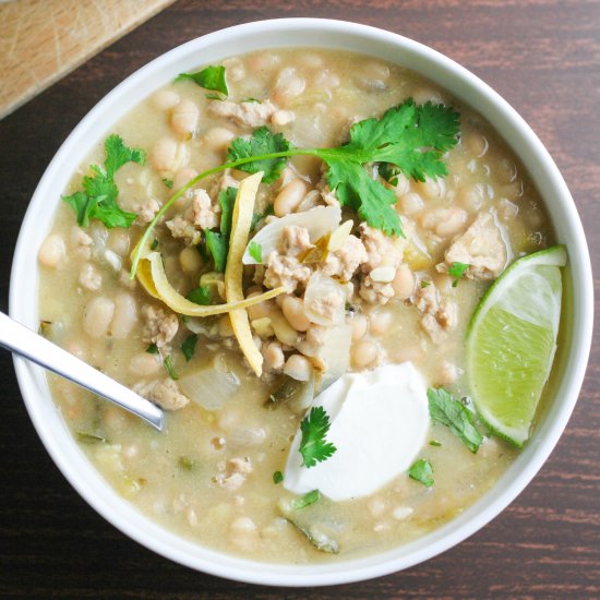 Green Chicken Chili w/ White Beans