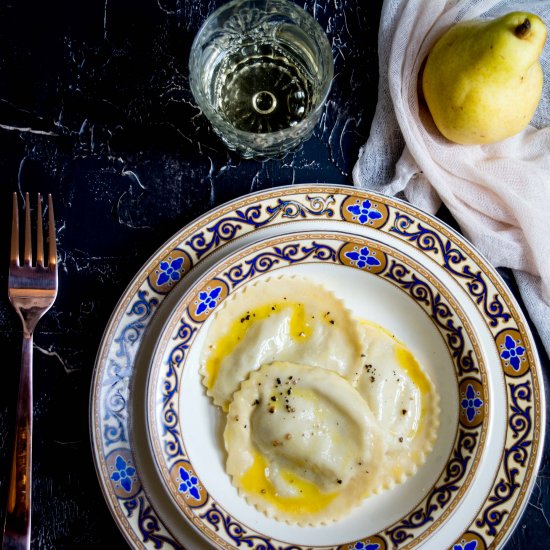 Ravioli with Pears and Blue Cheese