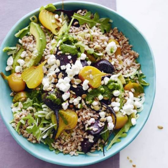 Goat Cheese, Beet & Farro Salad