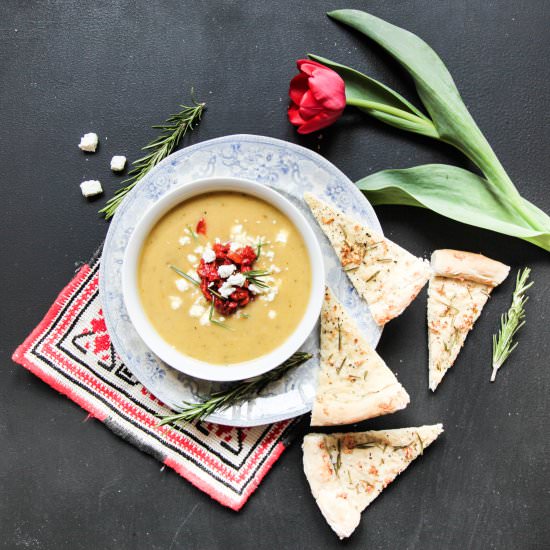 Zucchini Soup with Feta & Peppers