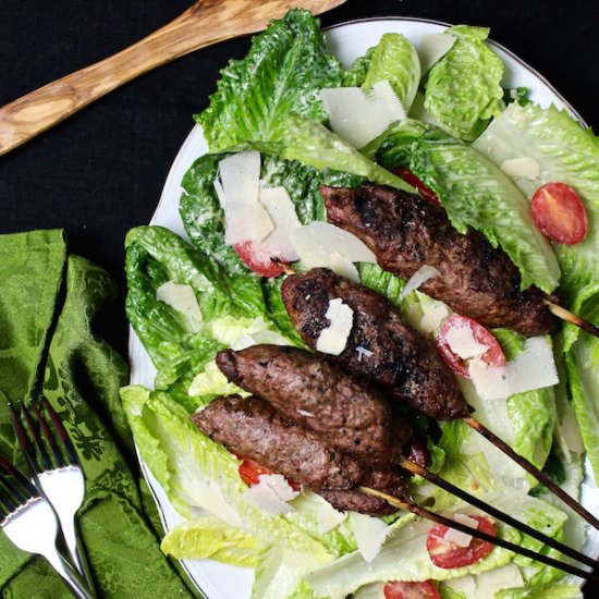 Easy Lamb Kebab Caesar Salad