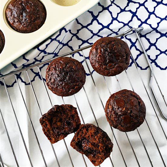 Skinny Chocolate Banana Muffins