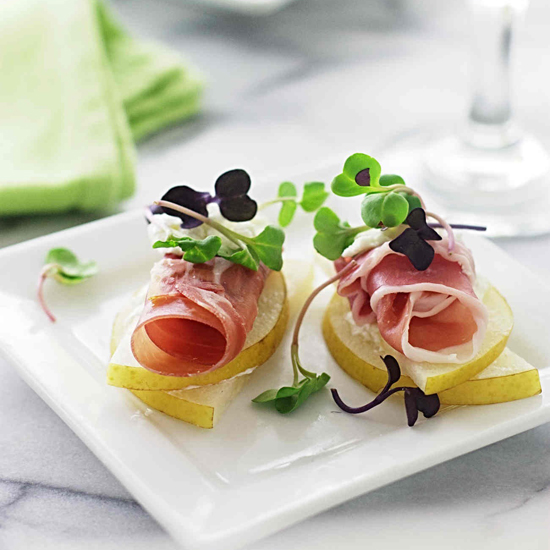 Asian pear and prosciutto appetizer