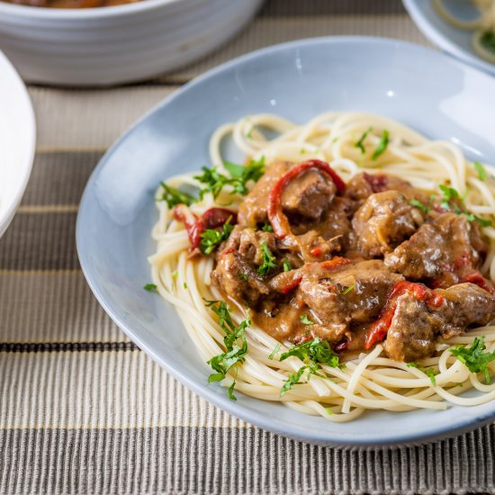 Goulash and spaghetti