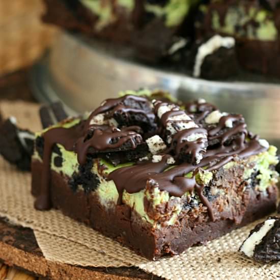 Grasshopper Cheesecake Brownies