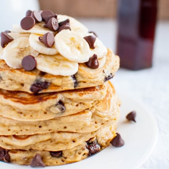 Banana Chocolate Chip Pancakes