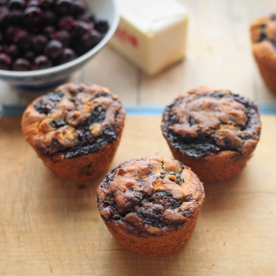 Gluten Free Blueberry Swirl Muffins