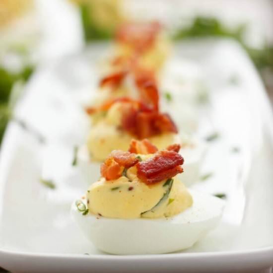 Sour Cream Chive Bacon Deviled Eggs