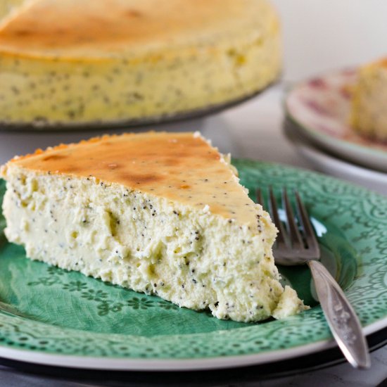 Lemon Poppyseed No Crust Cheesecake