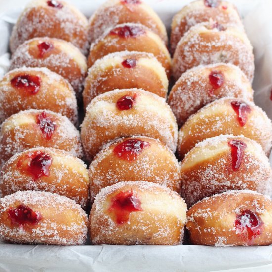 Raspberry Jam Filled Donuts