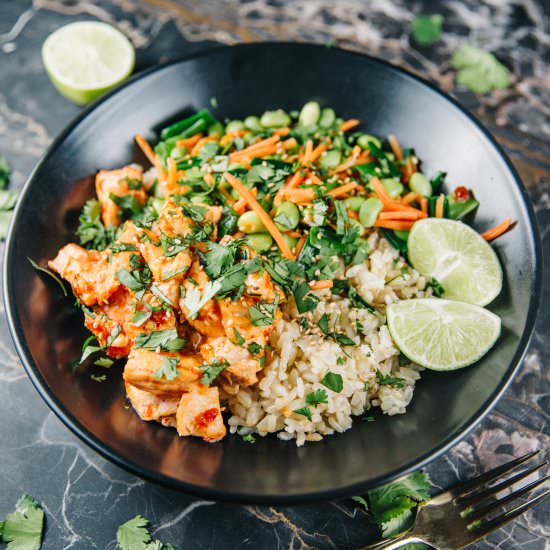 Sweet Chili Salmon Rice Bowls