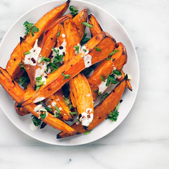 Spicy Honey-Roasted Sweet Potatoes