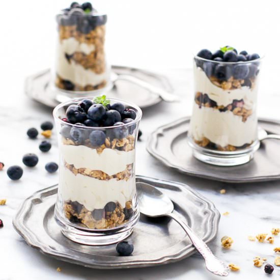 Blueberry Cheesecake Granola Parfaits