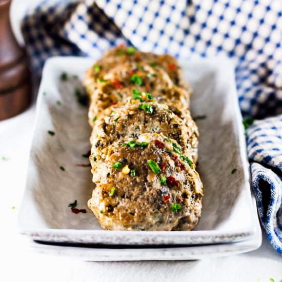 Chicken Mushroom and Chive Sausages