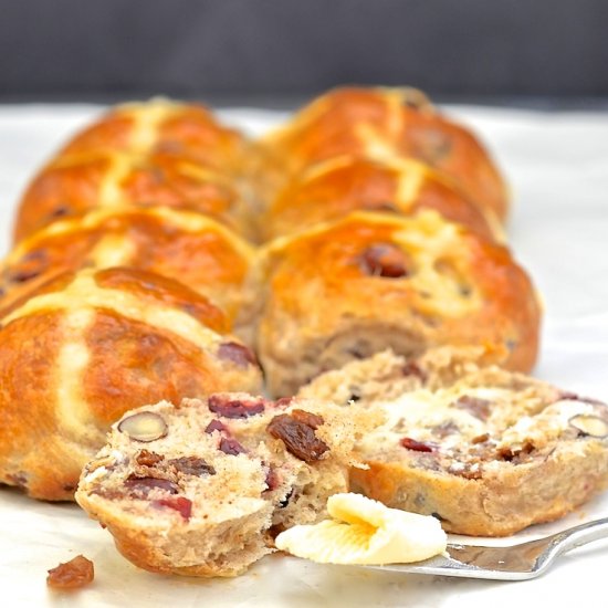 No Knead Hot Cross Buns