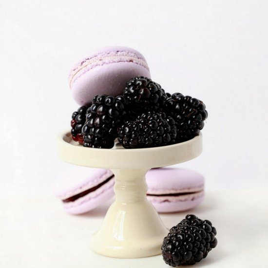 Blackberry Elderflower Macarons