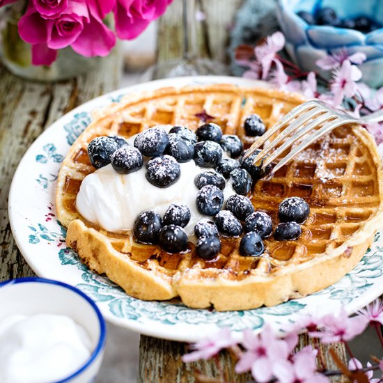 Blueberry buttermilk waffles