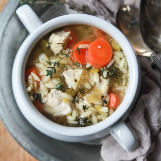 Light Lemon Chicken Orzo Soup