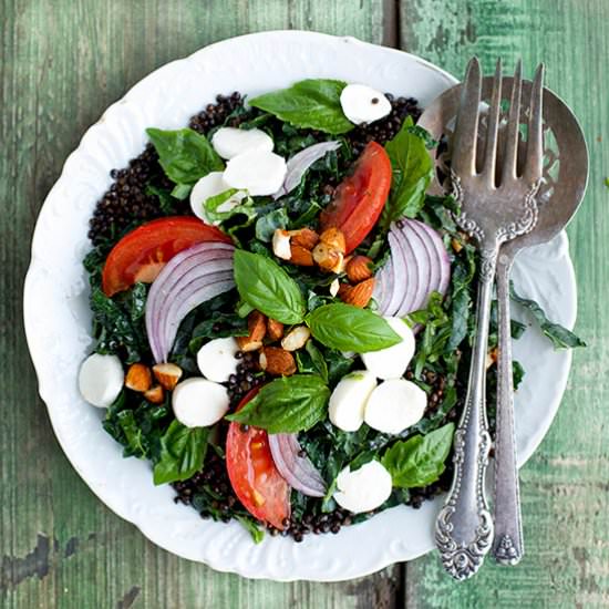 Crispy Kale and Black Lentil Salad