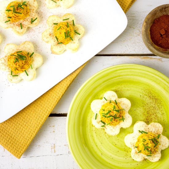 Simple “No Peel” Daisy Deviled Eggs