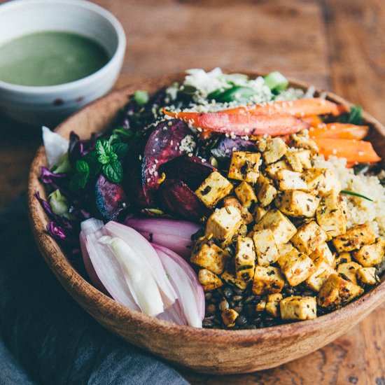 Vegan Buddha Bowl with Spicy Tofu