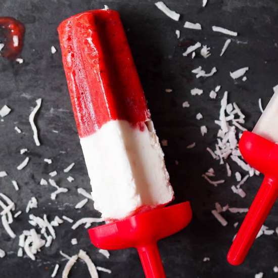 Roasted Strawberry Coconut Popsicle