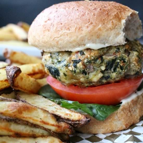 Chicken, Spinach & Feta Burgers