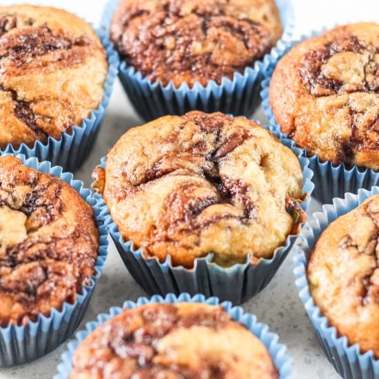 Banana Nutella Swirl Muffins