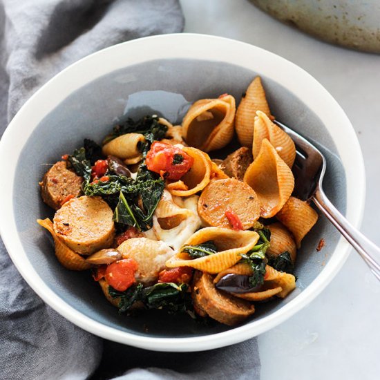 Vegan Sausage and Kale Pasta