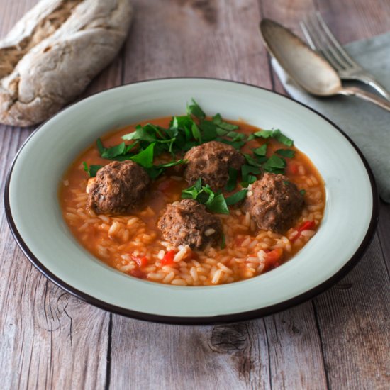 Wet Rice with Meatballs