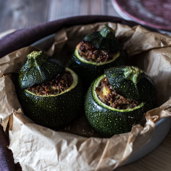 Lamb Stuffed Baked Zucchinis